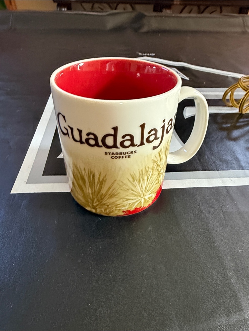 Starbucks Cream Exterior Red Interior 'Guadalajara' Ceramic Mug
